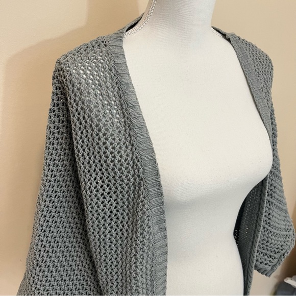 Kimchi Blue Loose Knit Open Cardigan - Drop Shoulder Grey - Picture 2 of 13